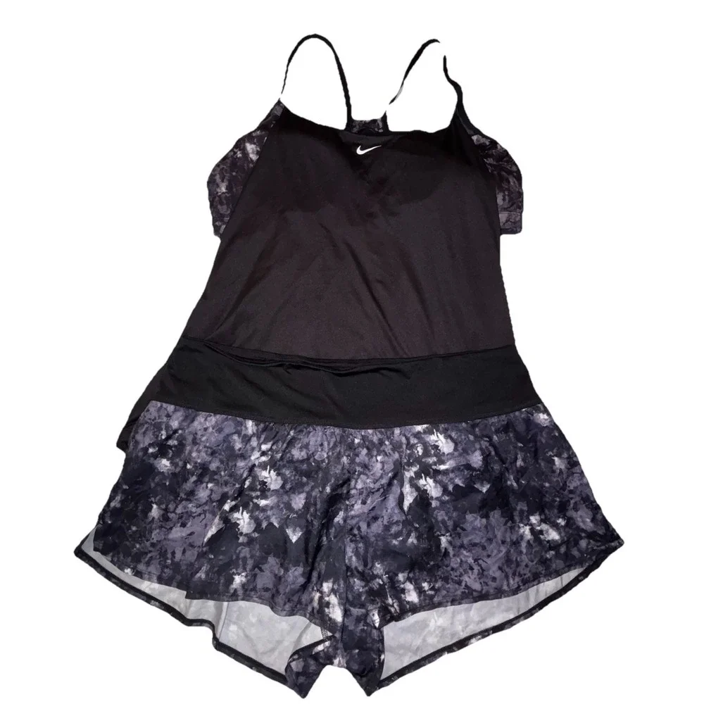 Nike Tank Top and Shorts Set Womens 2X XXL Black Grey Marbled Active Excellent